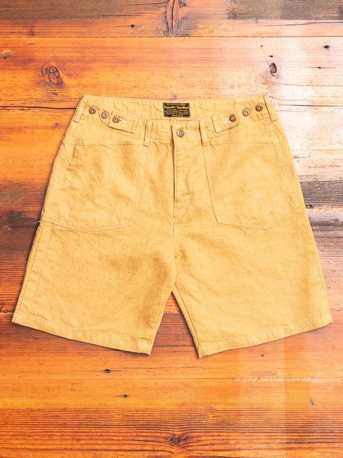 Linen Denim Shorts in Mustard