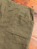 Linen Denim Shorts in Olive