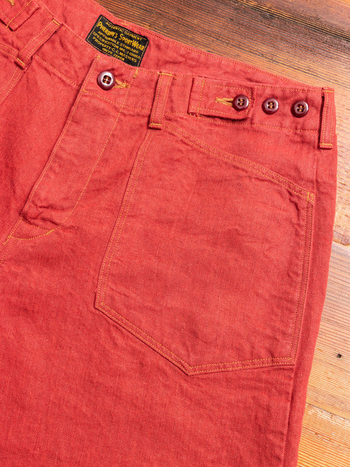 Linen Denim Shorts in Red