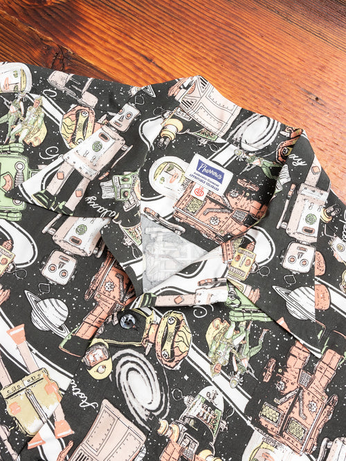 Tin Robots Hawaiian Shirt in Black