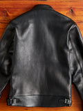 AD-01 Sheepskin Leather Center Zip Jacket in Black