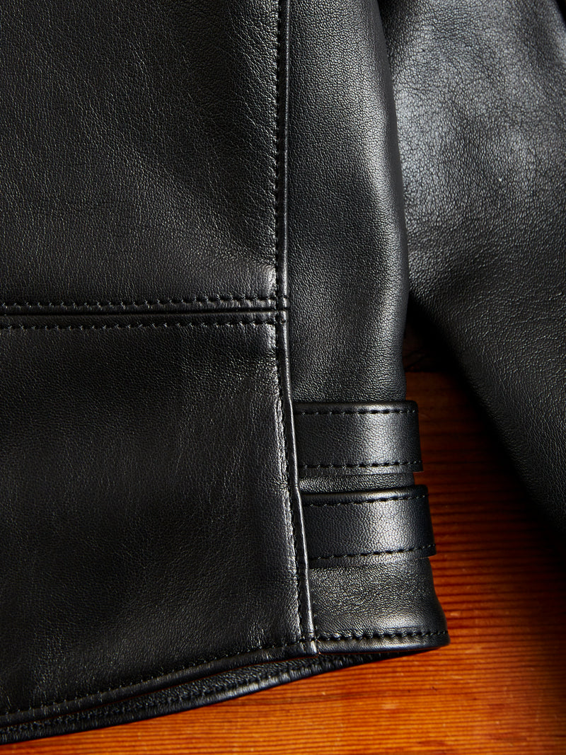 AD-02 Sheepskin Leather Double Riders Jacket in Black – Blue Owl Workshop