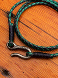 Braided Leather Triple Wrap Bracelet in Green Combo
