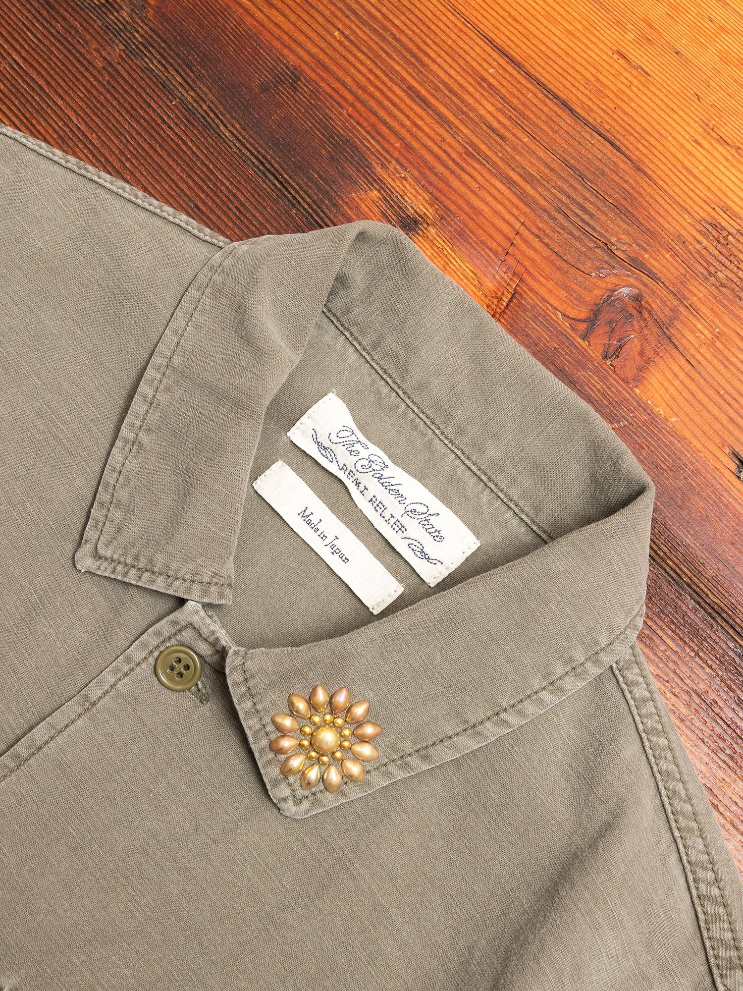 日本製 REMI RELIEF Flower studs denim shirt REMI RELIEF 