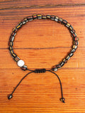 Multicolor Recycled Glass Beads Bracelet in Black Combo
