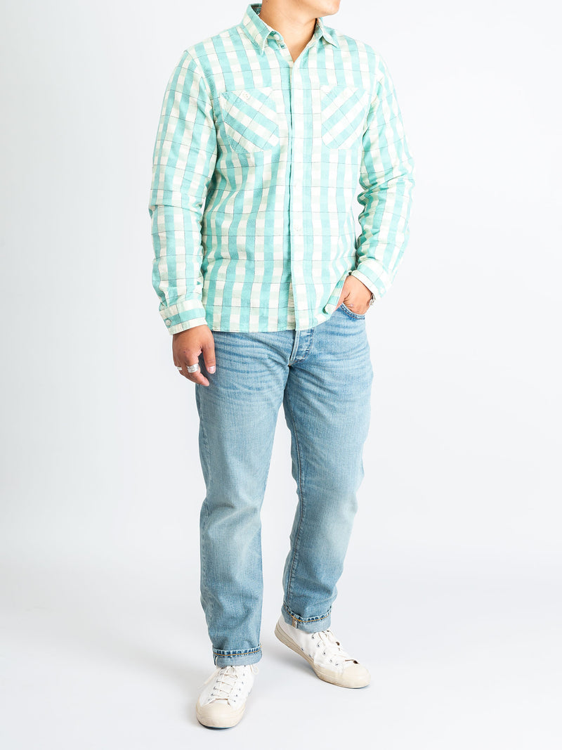 Farrell Workshirt in Green/Cream