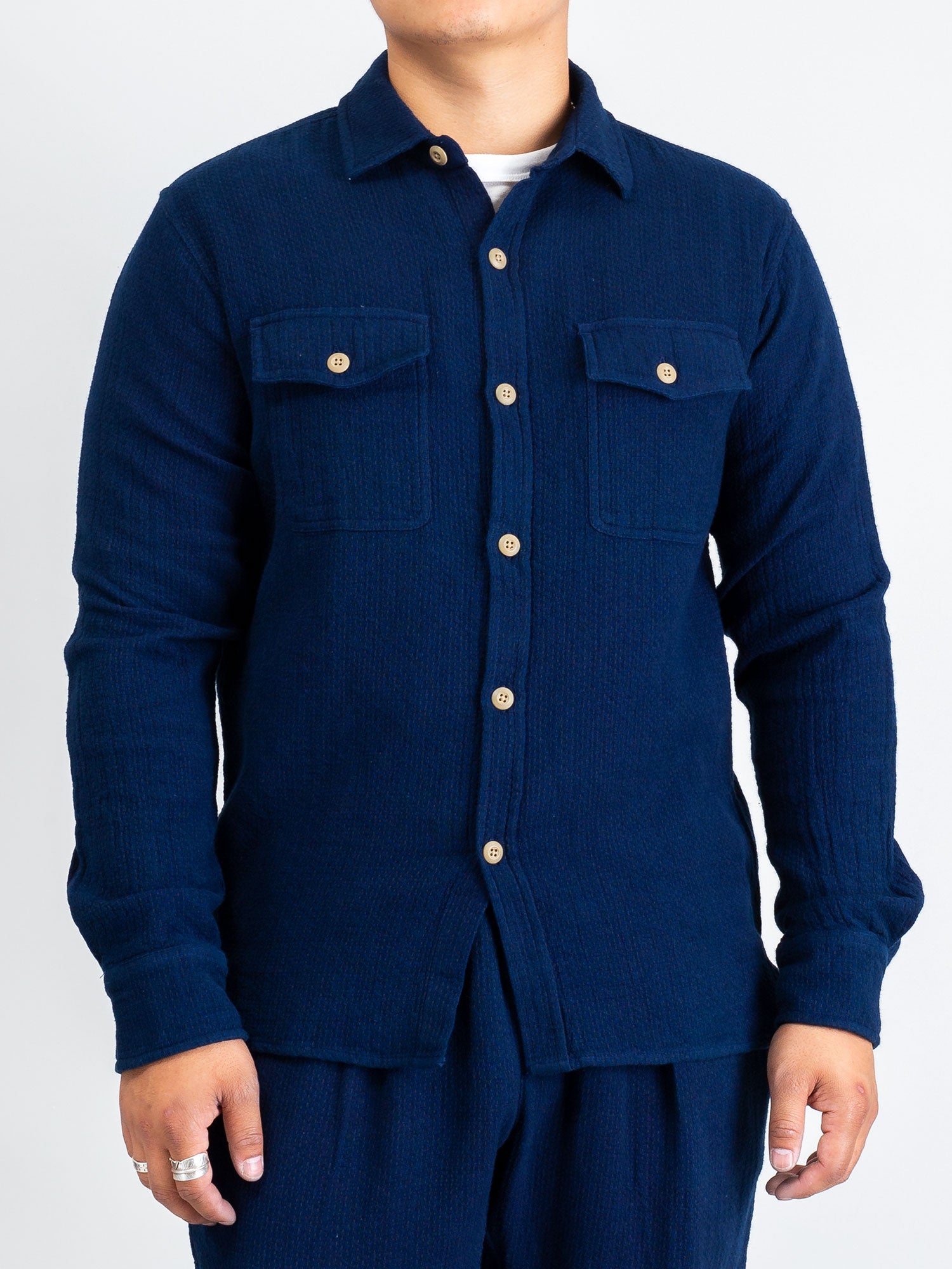 CPO Shirt in Indigo Sashiko – Blue Owl Workshop