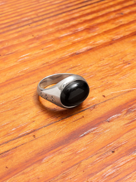 Tubby Ring in Silver/Onyx