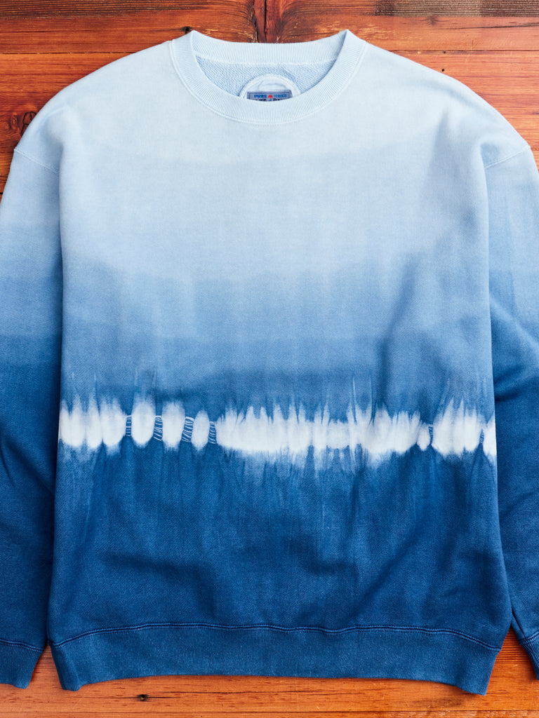 Hand-Dyed Gradient Crewneck Sweater in Indigo