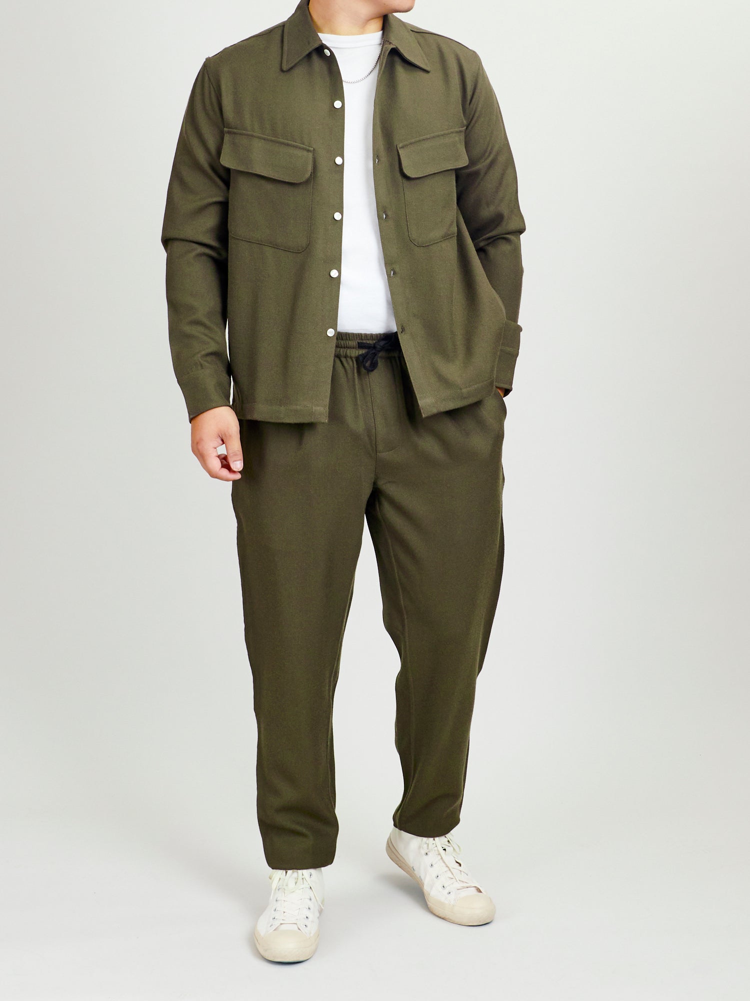 Drawstring Pant in Forest Wool Gabardine – Blue Owl Workshop