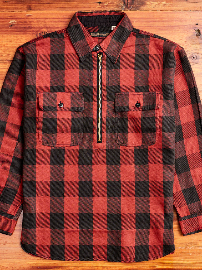 Buffalo Check Half-Zip Pullover in Red