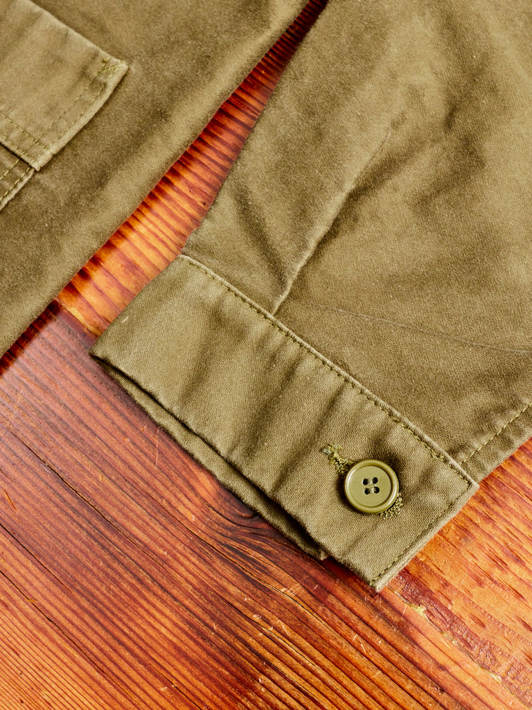 French Moleskin Work Jacket in Olive Blue Owl