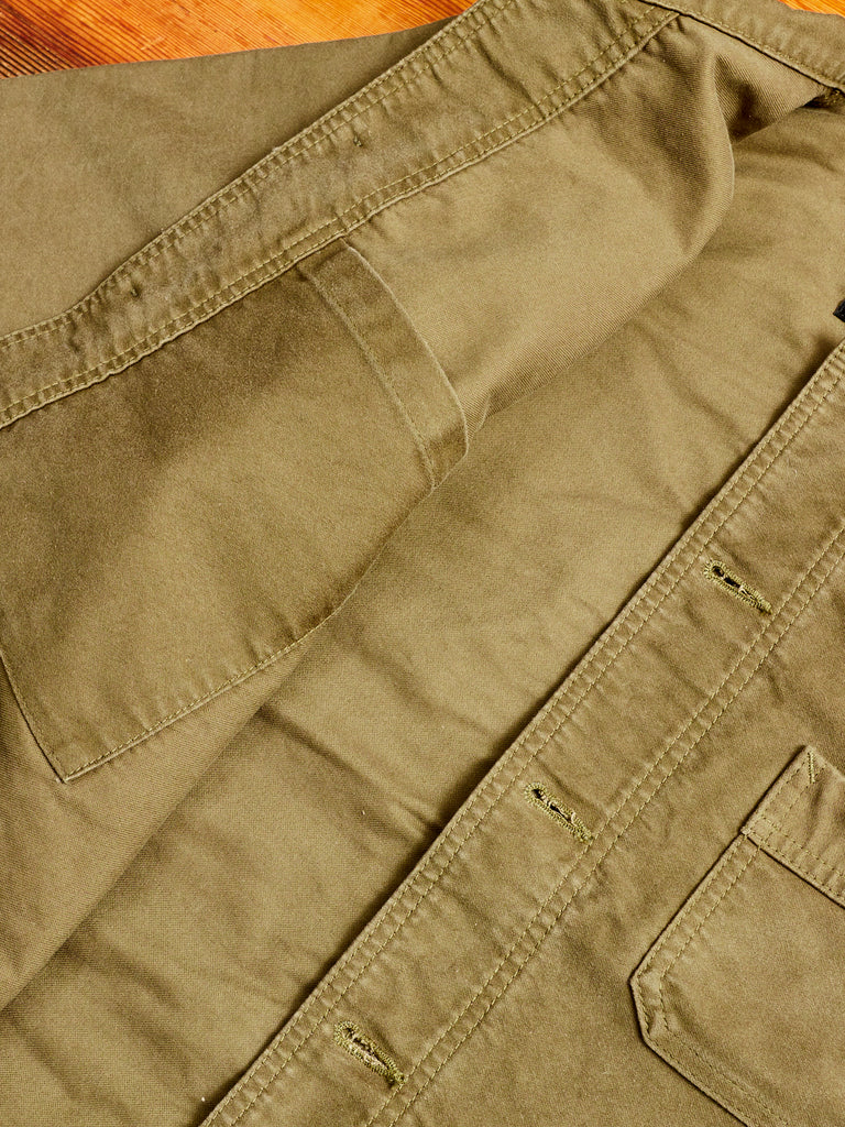 French Moleskin Work Jacket in Olive Blue Owl