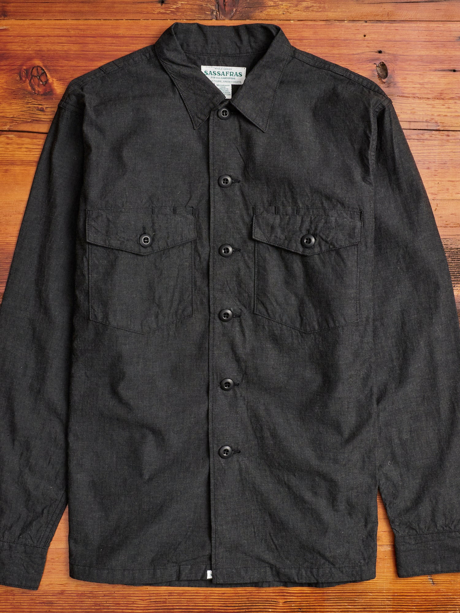 Gardener Half Overshirt in Black Chambray – Blue Owl Workshop