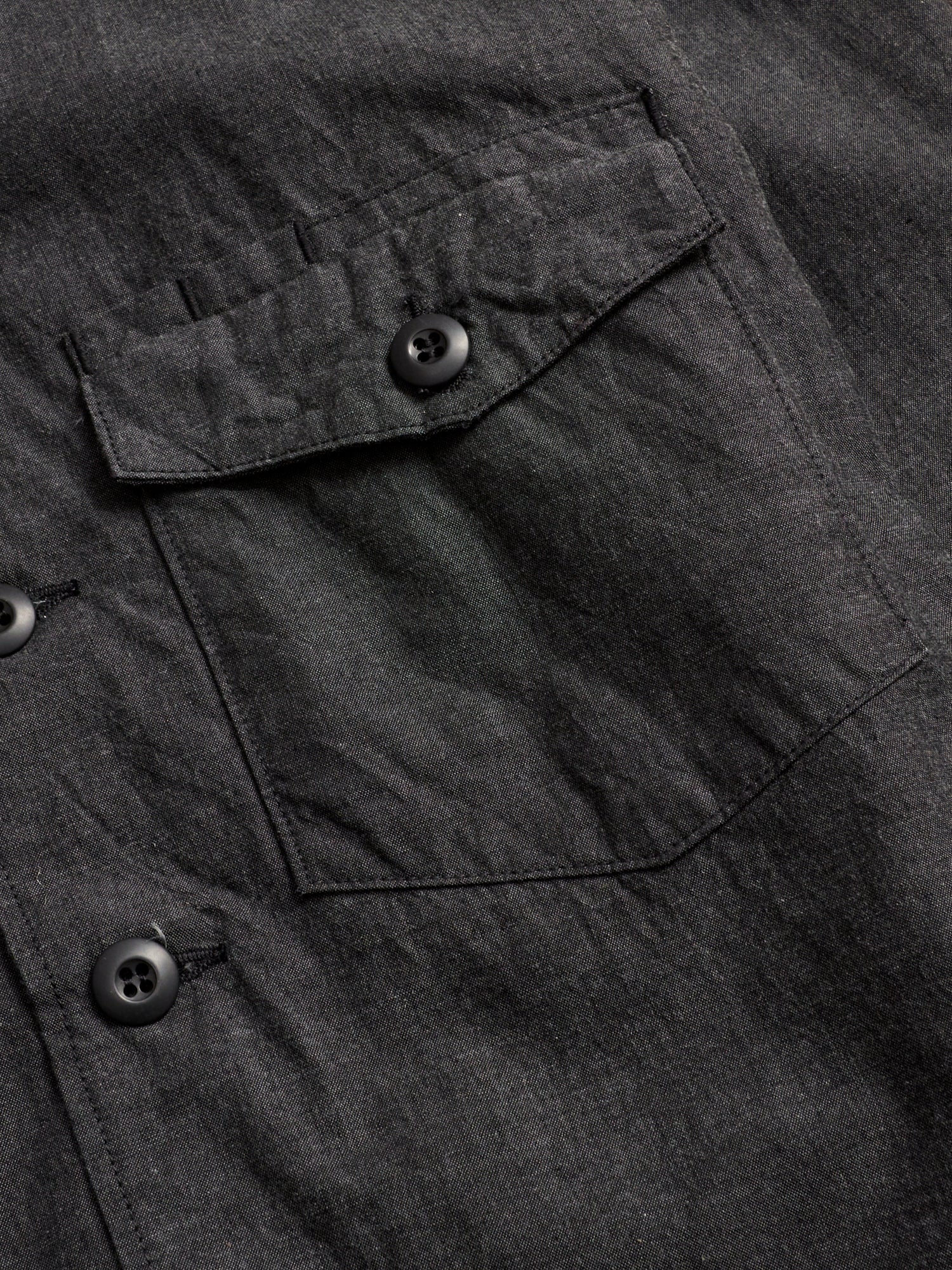 Gardener Half Overshirt in Black Chambray – Blue Owl Workshop