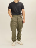 Overgrown Pants in Olive Military Satin