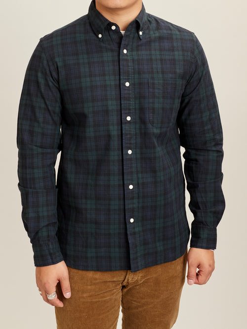 Indigo Check Button-Down Shirt in Blackwatch