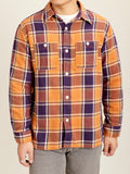 Original Check Cotton Flannel Shirt "Nick" in Dull Orange