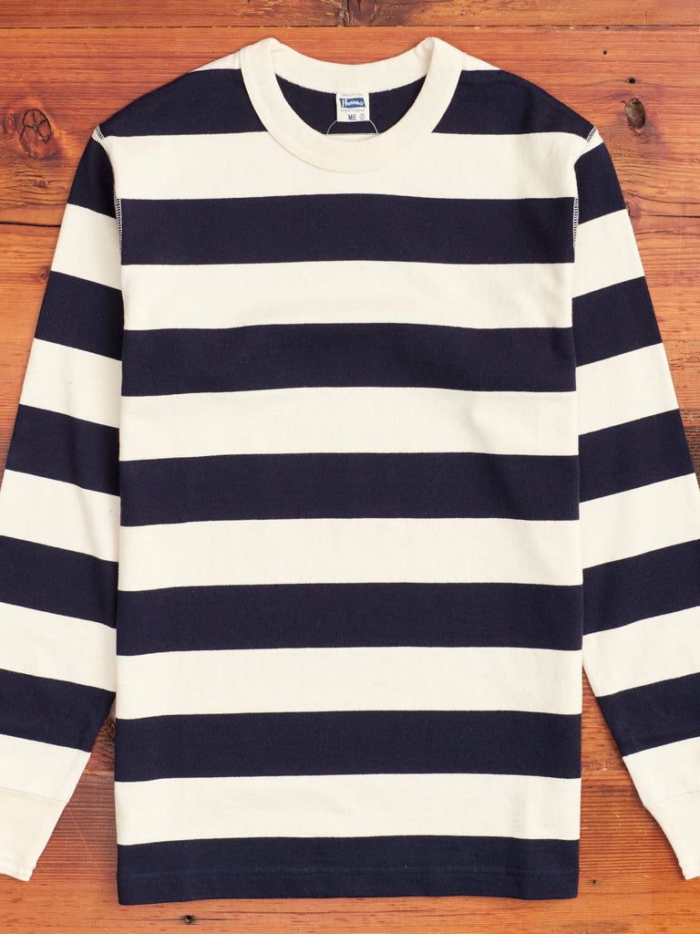Striped Border Long Sleeve T-Shirt in Navy