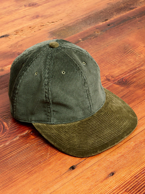 Cord & Velvet Cap in Olive