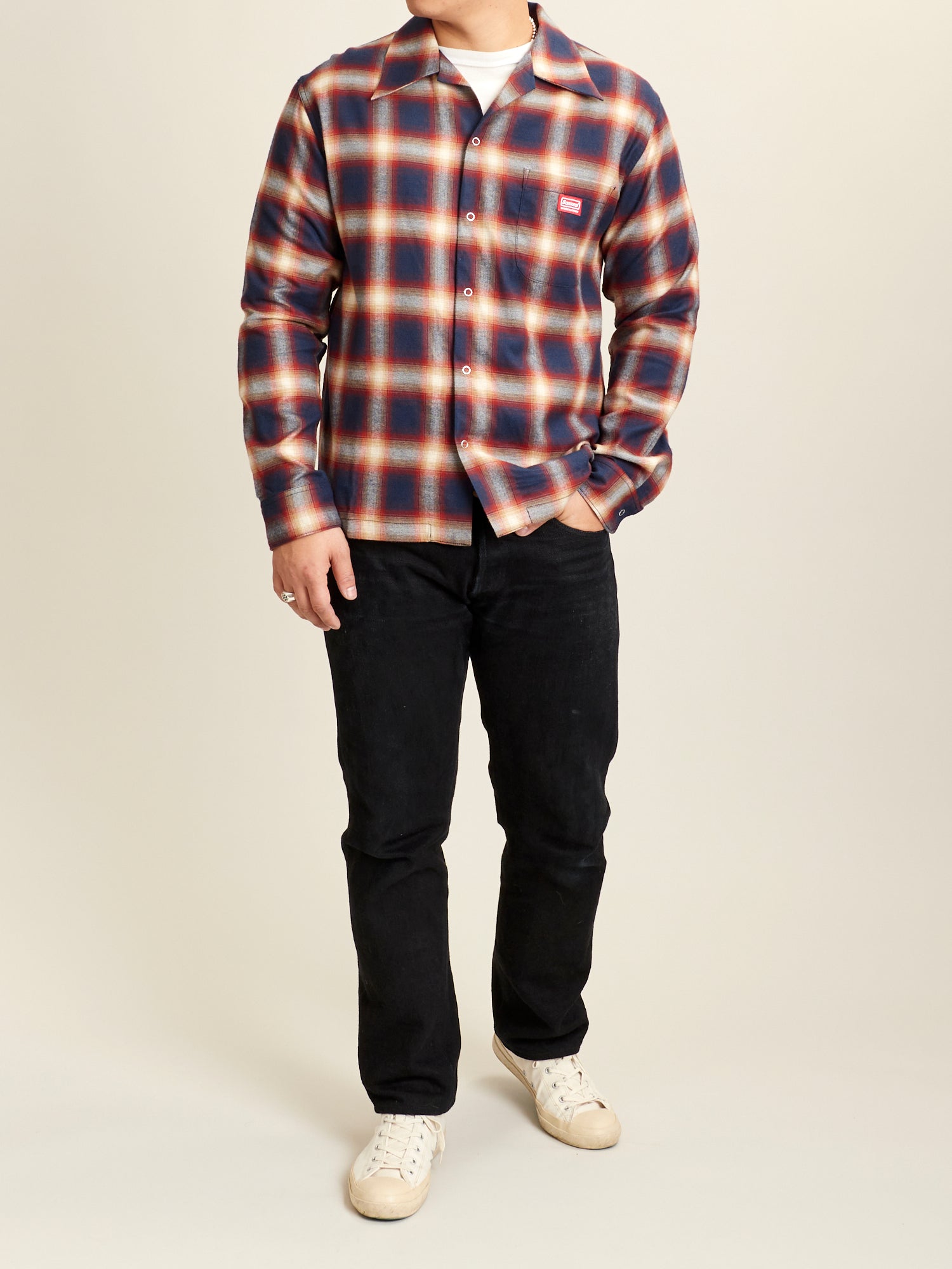 Rayon Ombre Open Collar Shirt in Navy – Blue Owl Workshop
