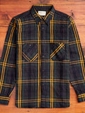 SIN22-01W Rope Dyed Flannel Shirt in Indigo/Green