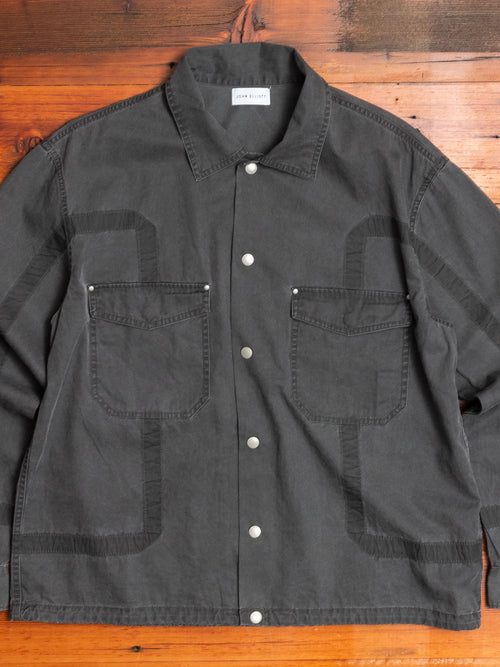 Cotton Poplin Frame II Snap Overshirt in Black