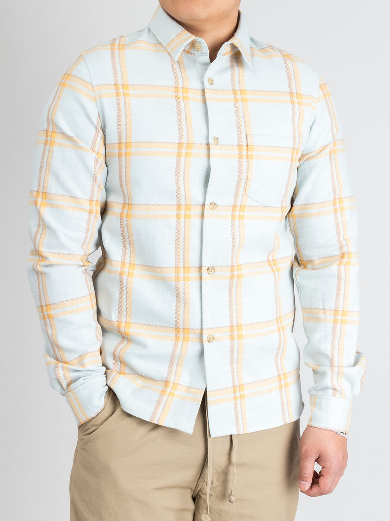 Sly Straight Hem Flannel in Blue Yellow