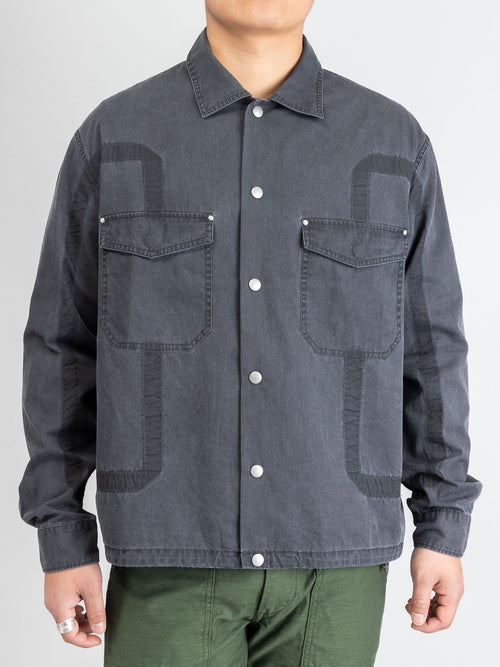Cotton Poplin Frame II Snap Overshirt in Black