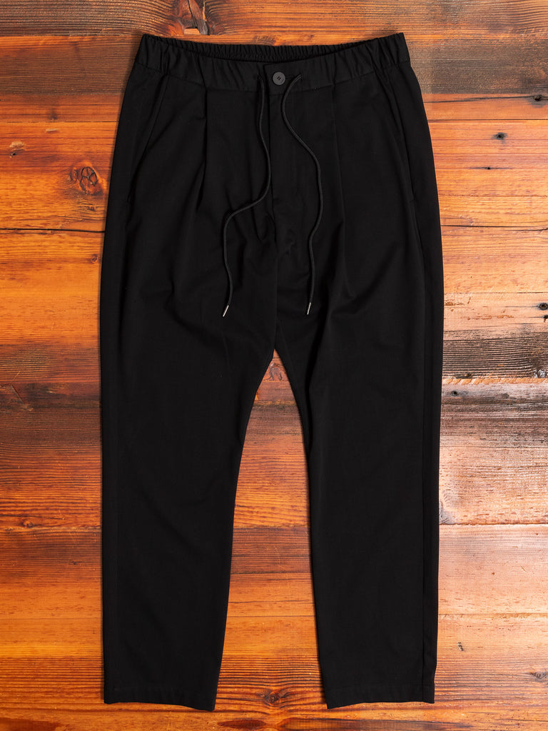 Stretch Pleated Easy Pants in Black