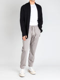 Cotton Double-Face Stole Collar Cardigan in Black