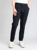 Stretch Pleated Easy Pants in Black