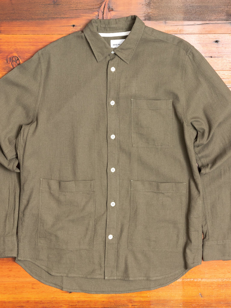 Thorsten Cotton Linen Shirt in Ivy Green