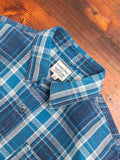 730WS Heavy Washed Flannel Shirt in Blue Check