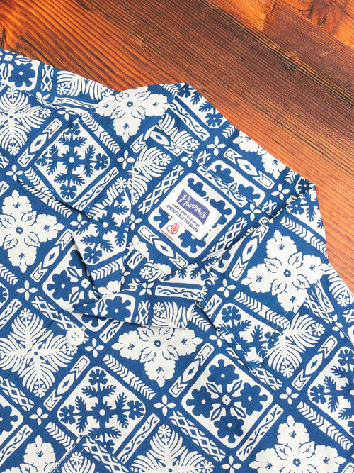 Lahaina Print Hawaiian Shirt in Indigo
