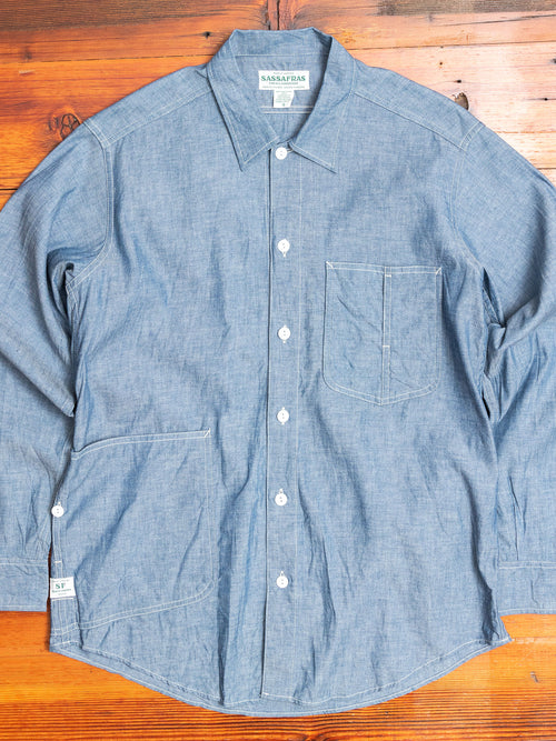 Diggin Half Button-Down Shirt in Blue