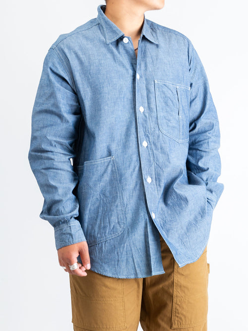 Diggin Half Button-Down Shirt in Blue