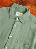 Linen Button-Up Shirt in Dry Green