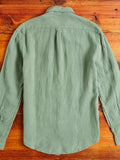 Linen Button-Up Shirt in Dry Green