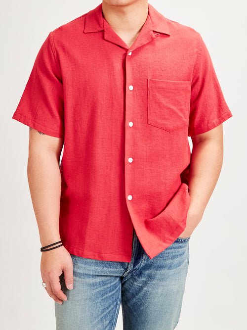 Pique Button-Up Shirt in Clay