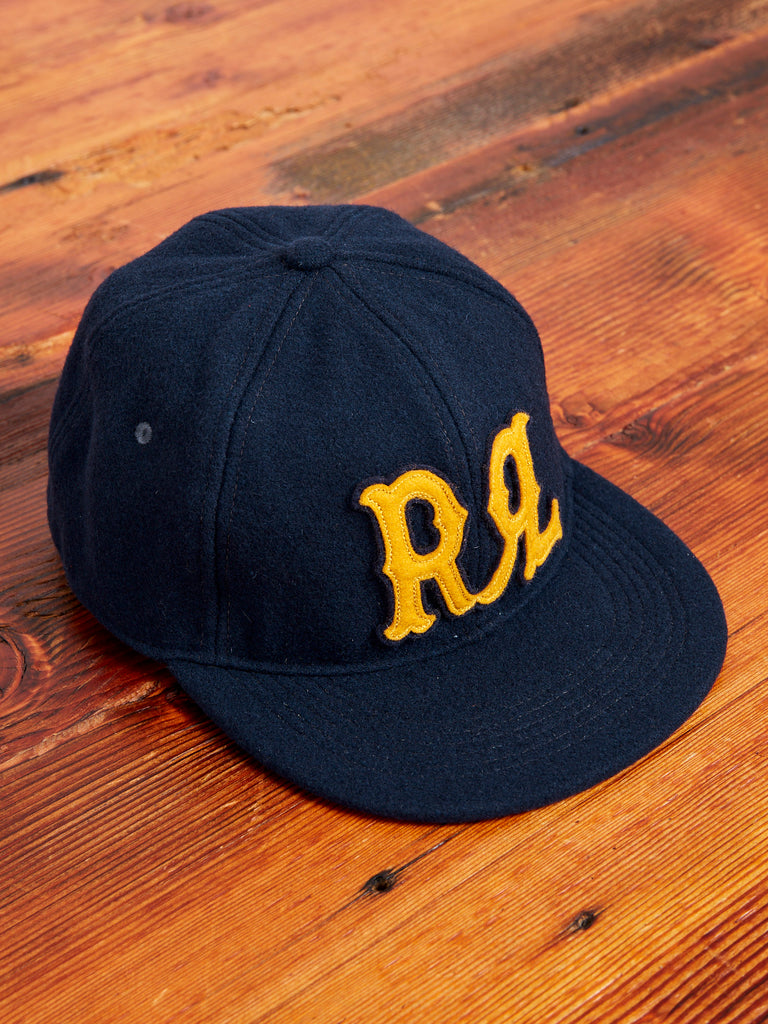 Wool Logo Fitted Cap in Navy