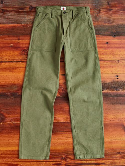 SJ52BP 15oz Slub Selvedge Baker Pant in Olive
