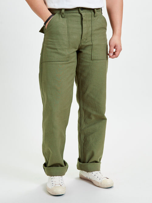 SJ52BP 15oz Slub Selvedge Baker Pant in Olive