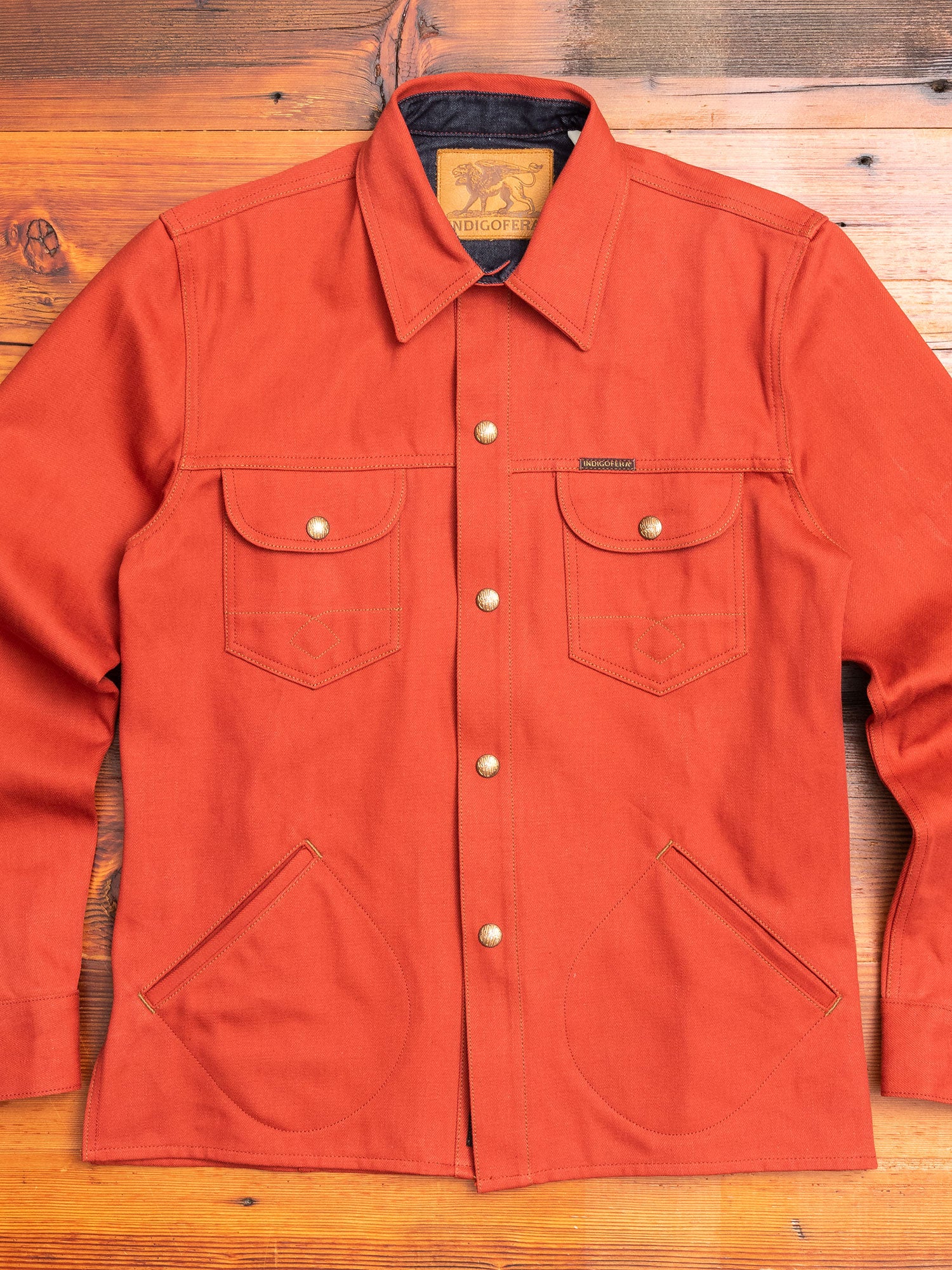 Eagle Rising Jacket in 13oz Brick Red Selvedge Denim – Blue Owl Workshop