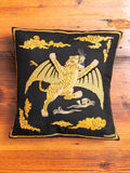 "Tygers of Darkness" Embroidered Pillow in Black