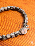Handwoven Recycled Glass Beads in Dark Grey Stripe
