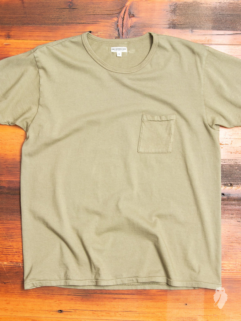 Tube Knit Pocket T-Shirt in Field Olive
