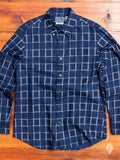 Windowpane Flannel Button-Down Shirt in Indigo